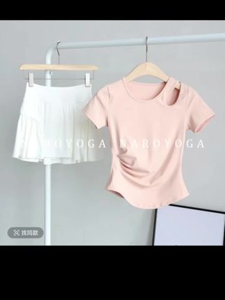 跑步服套装女夏季修身显瘦瑜伽健身服专业速干普拉提运动上衣短裙#好物推荐🔥 #跑步服套装 #健身服套装