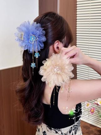 新款“金枝玉叶”流苏抓夹气质百搭显发量鲨鱼夹#精致女人必备 #流苏抓夹 #优雅气质 #发饰头饰真的很加分
