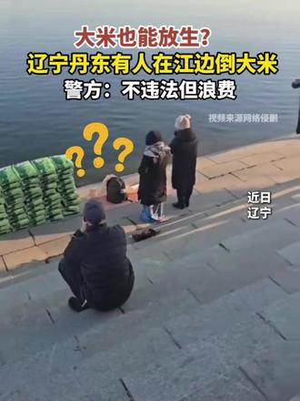 大米也能放生?#辽宁丹东 有人在江边倒大米,警方:不违法但浪费 #浪费粮食 #迷惑行为大赏 #人类迷惑行为