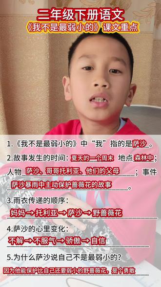 #二年级下册语文 《我不是最弱小的》课文重点#二年级#我不是最弱小的#小学语文#重点知识点总结