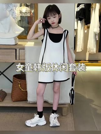 套装女童夏季潮酷个性无袖运动连帽套装6-12岁15中大童小女孩套装#女童洋气套装#女童休闲运动套装#女童穿搭