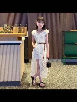 女童夏季休闲套装裙2025新款中大童开衫镂空连衣裙女孩短裤两 #高品质童装 #夏季穿搭 #生女儿就是用来打扮的 #女童穿搭 #每日童装穿搭分享