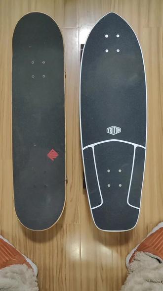 双翘和陆冲的区别。给朋友录的,录都录了,发一下吧#滑板 #双翘 #陆冲 #陆地冲浪板 #新手滑板