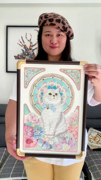 银渐层宠物肖像画#宠物 #猫咪 #宠物肖像画