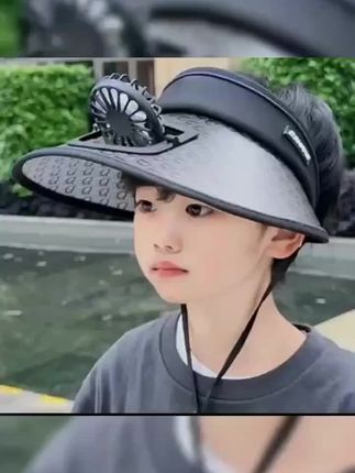 儿童防晒帽男童夏新款风扇帽洋气大帽檐遮阳帽防紫外线女童太阳帽#好物推荐🔥