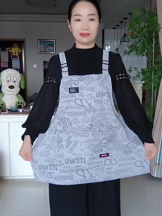 【短款围裙透气家用厨房棉布女薄款餐厅饭店围腰防污耐脏时尚工作服】#新款围裙 #围裙工作服 #家用围裙 #肩带可调节 #防污耐脏