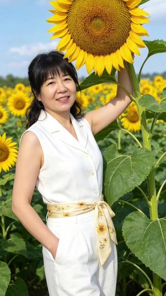 和向日葵🌻合个影😊🙏🏻👍🙏 #AI夏日葵花少女