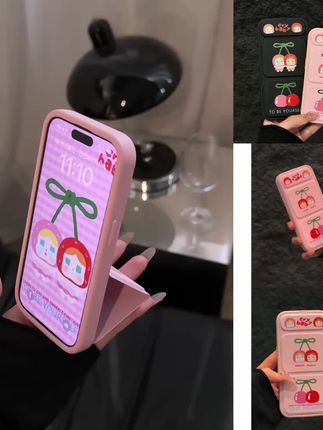 樱桃哭娃适用苹果16promax手机壳iPhone15翻盖支架华为60女小米15#好物推荐🔥 #数码科技 #总有一款适合你