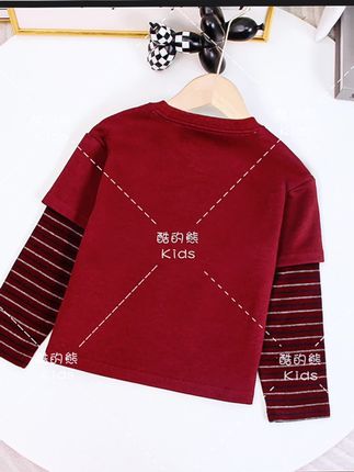 男童女童圆领长袖上衣儿童休闲2025秋装卡通风假俩件上衣D3T5-928
