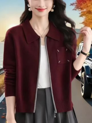 秋冬2025新款翻领针织开衫女短款外搭披肩小个子毛衣外套洋气上衣#每日推荐 #今日分享 #穿搭穿搭 #休闲风穿搭 #简约休闲风