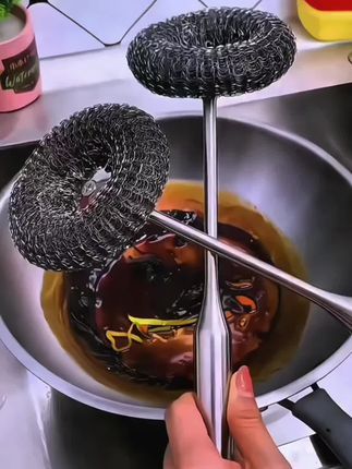 长柄锅刷,不锈钢网清洁力强,轻松刷锅不脏手,厨房好帮手,谁用谁爱上!#锅刷 #长柄锅刷 #刷子 #洗锅刷 #厨房好物