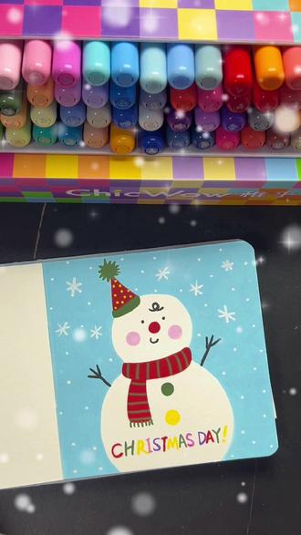 丙烯马克笔🎨|雪人⛄️~ #丙烯马克笔 #丙烯马克笔绘画 #跟着抖音学画画 #每日一画 #画画其实很简单