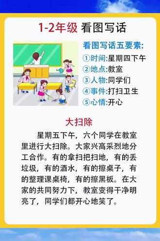 #看图写话 是一二年级的重难点,每天打卡一页,提高写作能力的同时还积累写作素材#一二年级看图写话