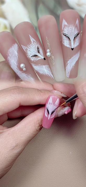 扫扫笔画狐狸#美甲教程 #同城美甲 #狐狸 #美甲分享