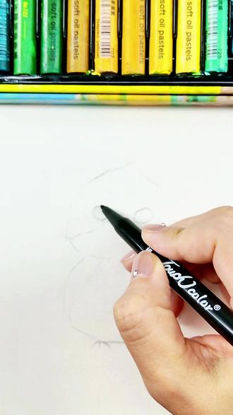 🐧油画棒—企鹅 #是谁打翻了大自然调色盘 #油画棒 #儿童画 #企鹅