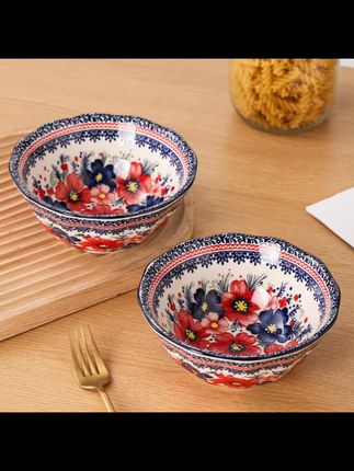 波兰绘梦6英寸面碗两个装釉下彩陶瓷餐具#陶瓷面碗 #面碗 #拌面碗 #陶瓷釉下彩餐具 #高颜值餐具
