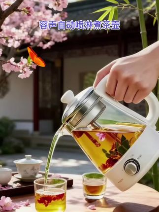 容声全自动蒸汽喷淋煮茶壶太赞啦! 容声全自动蒸汽煮茶壶太赞啦!(倒入水和茶叶,一键启动)高硼硅玻璃材质,耐热又透亮。600瓦功率,1.2L容量。蒸汽喷淋萃取,茶香浓郁。旋钮操作,自动、手动、保温三模式。防干烧超安心,能煮陈皮、白茶、黑茶等,家用超合适,轻松享受惬意茶时光。#容声全自动喷淋煮茶壶 #容声自动煮茶壶#智能家居