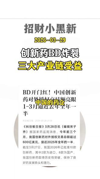 #创新药 #财经 #金融 #科普
创新要bd数据火爆,2026年开门红。
海外授权