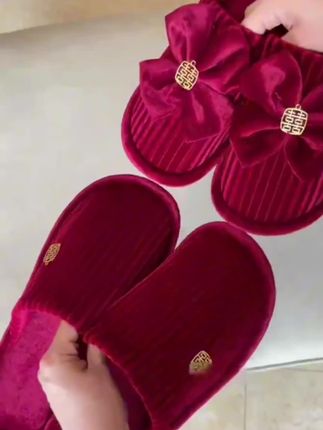 【两双】秋冬季结婚棉拖鞋喜庆红色一对轻奢新婚情侣婚庆加厚毛绒#结婚情侣拖鞋#婚庆棉拖#结婚红色棉鞋#我们结婚啦