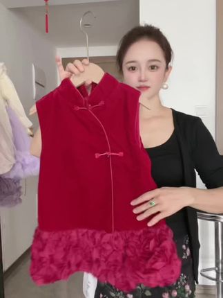 新中式旗袍公主裙#高品质童装 #红色连衣裙 #女童套装 #连衣裙👗 #新中式