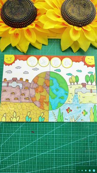 #轮廓笔 写#手抄报 主题大字又快又好看,一笔写出双线彩色描边效果还闪闪发光真好看,孩子#画画 作手帐都喜欢~~#节约用水 #节约用水手抄报