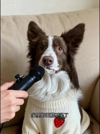 是谁偷吃了蛋糕?#ai #小狗狗能有什么坏心思 #小狗偷吃