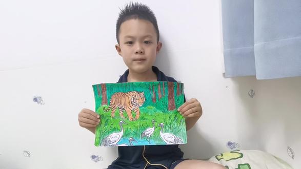 我家刘一鸣小画家上线啦!参加黑龙江省环境保护志愿者联合会举办的守护生物多样性艺术作品征集。用一支画笔,守护大美龙江的生灵!#龙江生态小卫士 #大美龙江志愿有我