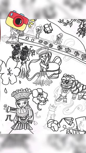 苗族绘画✍️,细致耐看#美琪美术