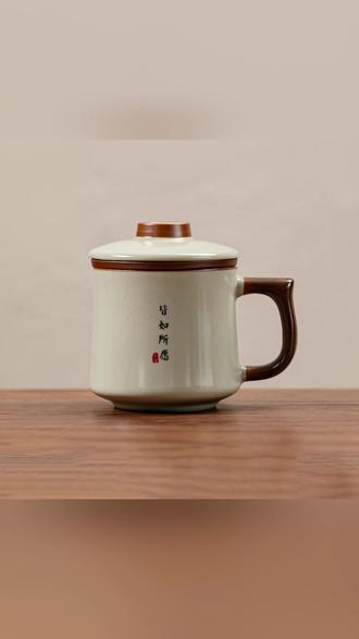 茶水分离汝窑茶杯开片办公杯陶瓷水杯大容量泡茶杯子带盖马克杯#茶水分离杯 #汝窑茶杯 #办公陶瓷杯 #大容量泡茶杯 #带盖马克杯