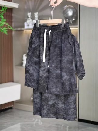 罗蒙2025夏季新款冰丝短袖T恤男士宽松休闲套装潮男短裤两件装男#套装 #运动穿搭 #休闲套装