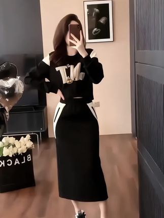 时尚休闲运动服套装女2025春秋季新款小个子洋气卫衣半身裙两件套 #时髦穿搭 #韩系穿搭 #高级感穿搭 #显高显瘦穿搭 #温柔风穿搭