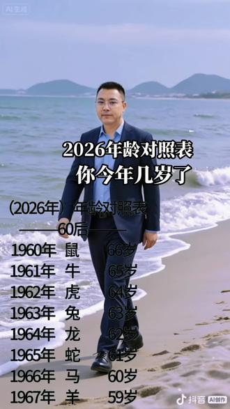 2026年,年龄对照表,12生肖自己看,谢谢关注!