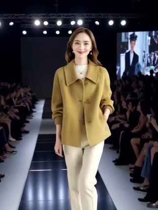 双面绒大衣女士短款显瘦小个子时尚气质宽松春秋冬双面呢毛呢外套#优雅气质 #高端大气上档次 #完美搭配