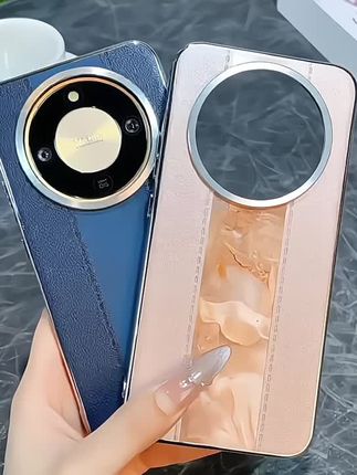适用于荣耀X70手机壳高颜值少女拼接粉立体感荣耀 x70新款防摔电镀银边MTN-AN00蓝色奢华保护套情侣款#情侣款手机壳#高级感手机壳#奢华手机壳#高档手机壳