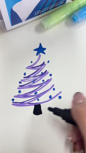 快来认领自己的圣诞树🎄#丙烯马克笔 #圣诞树绘画