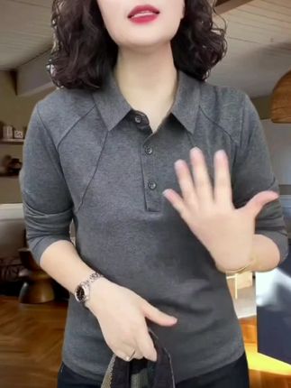 2025秋季新款翻领早秋简约时尚显瘦设计感减龄女士打底上衣#49271#黑色高级感穿搭 #黑色系穿搭 #黑色穿搭