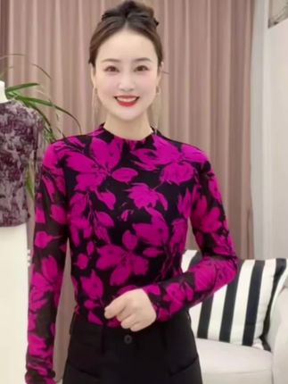 #长袖打底衫#时尚印花#法式时髦 #气质显白