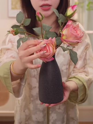 玫瑰仿真焦边仿真花莫奈希腊风多头花束高档复古拍照摆件