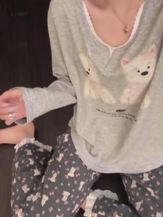 #家居服套装 #慵懒风穿搭 #今天穿什么 #睡衣外穿 #家居服