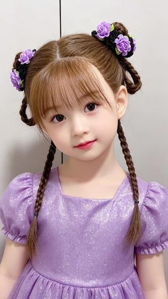 六一超美的公主丸子头,气质好看,夏天穿公主裙 古风裙子就这样扎!#儿童编发 #丸子头