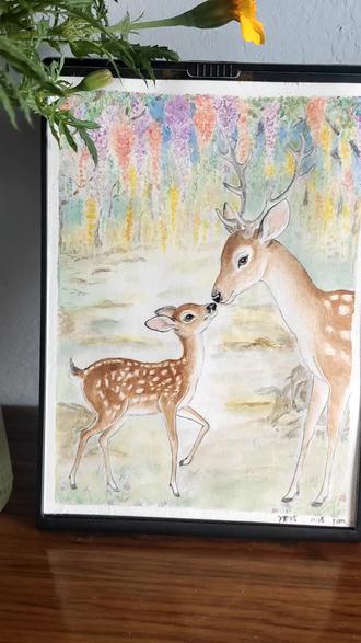 画一个小画放松放松,鹿代表吉祥,寓意好#梅花鹿