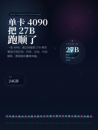 单4090 本地实测 Claude 蒸馏版 Qwen3.5 我这次实测的是 Qwen3.5 27B 的一个高质量优化版本,用 llama.cpp 在 24GB 显存的 4090 上直接跑。结论先说:
第一,显存压力比我预想的小很多。单卡就能启动,而且 64K 上下文可以稳定开。这个上下文长度,比 GLM 4.7 Flash 高出不少,对个人使用已经很够了。
第二,速度确实不错,平均大概 46 token 每秒,日常对话、文档总结、代码理解,响应都很快。
第三,效果属于中等偏上。核心任务能完成,尤其是阅读理解、SVG 代码生成这类任务,表现已经挺优秀了。
缺点是并发能力相对一般,我后面调了一些更高性能参数,提升不算特别明显。