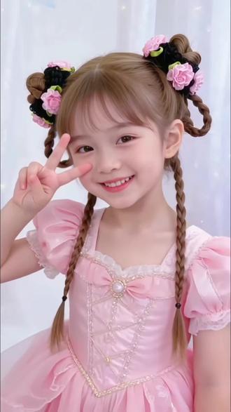 六一表演穿汉服、穿裙子都能搭的发型,简单好看又上镜#生女儿就是用来打扮的#女童古风汉服发型#儿童编发#丸子头#手残党也能学会的发型