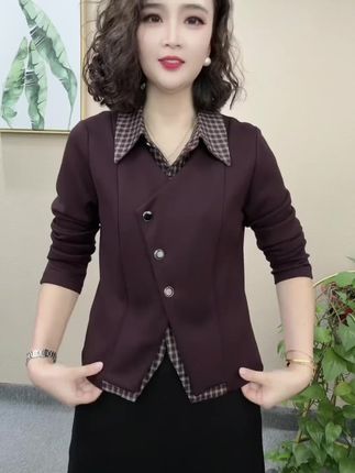 2025秋季新款休闲风气质时尚衬衫减龄假两件拼接长袖上衣#571540#夏季穿搭清凉一夏 #今日穿搭 #女生穿搭 #高级感穿搭