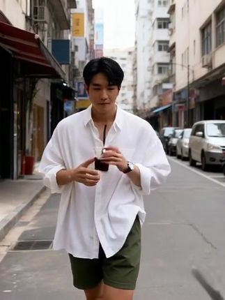白色衬衫男士2025新款慵懒风高级感痞帅休闲宽松简约男式衬衣#婚姻纪念 #爱情的理解 #单身状态 #不放手的倔强