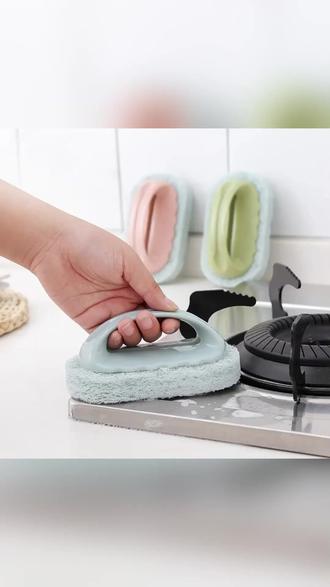 升级加厚清洁刷,灶台瓷砖浴缸地板水池全能刷,厨房必备带手柄海 #厨房清洁神器 #家居清洁工具 #灶台清洁刷 #浴缸地板刷 #多功能海绵擦