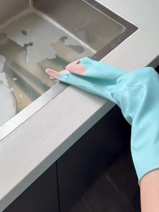 巧姨橡胶乳胶手套干家务用的劳保耐磨耐刮柔软舒:/ 适防水放油厨房用#手套 #防水 #厨房好物 #硅胶材质 #干家务