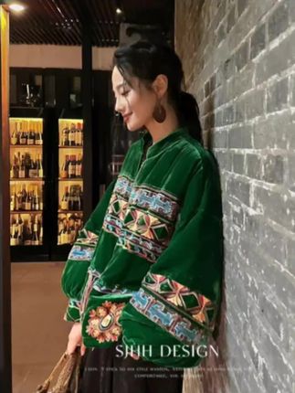 三吉黑花【彩鸢】新中式国风刺绣鹅绒羽绒服#鹅绒服 #秋冬穿搭 #穿搭 #高级感 #时尚