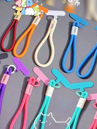 挂绳简约风ins短款手机手机链含夹片盖固纯色挂绳ccd相机短绳女款
