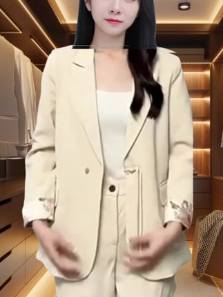 大码新中式西装套装女2025新款时尚休闲国风西服外套阔腿裤俩件套#时尚穿搭时尚穿搭时尚 #时尚气质穿搭 #高级感穿搭 #高端大气 #西服穿搭